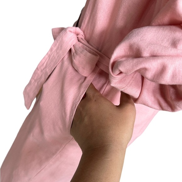 ModCloth Pink Linen Jumpsuit‎ with Belt Size: XL - Picture 7 of 16